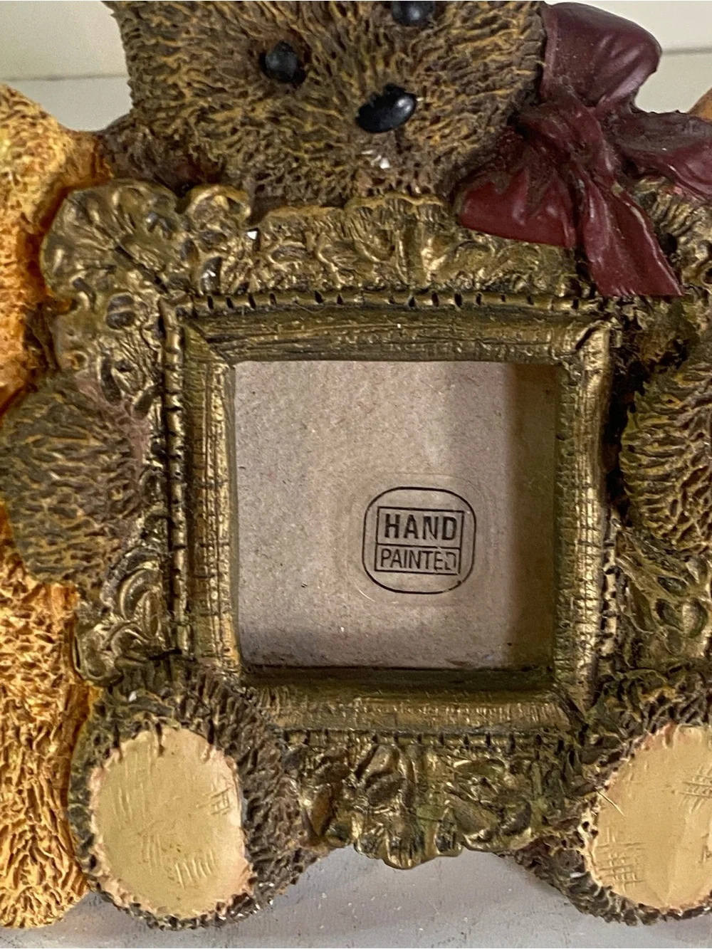 Vintage 1990s Teddy Bear Picture Frame Holds Four Mini Photos, Tabletop Collage